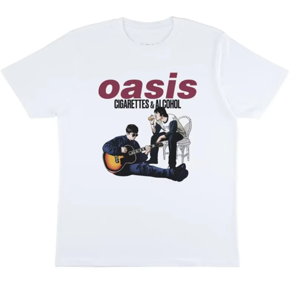 2025 Oasis Summer Fans Men'S and Women'S Short Sleeve T-Shirts Breathable Simple Street Wear with Printed T-Shirts Summerclassic
