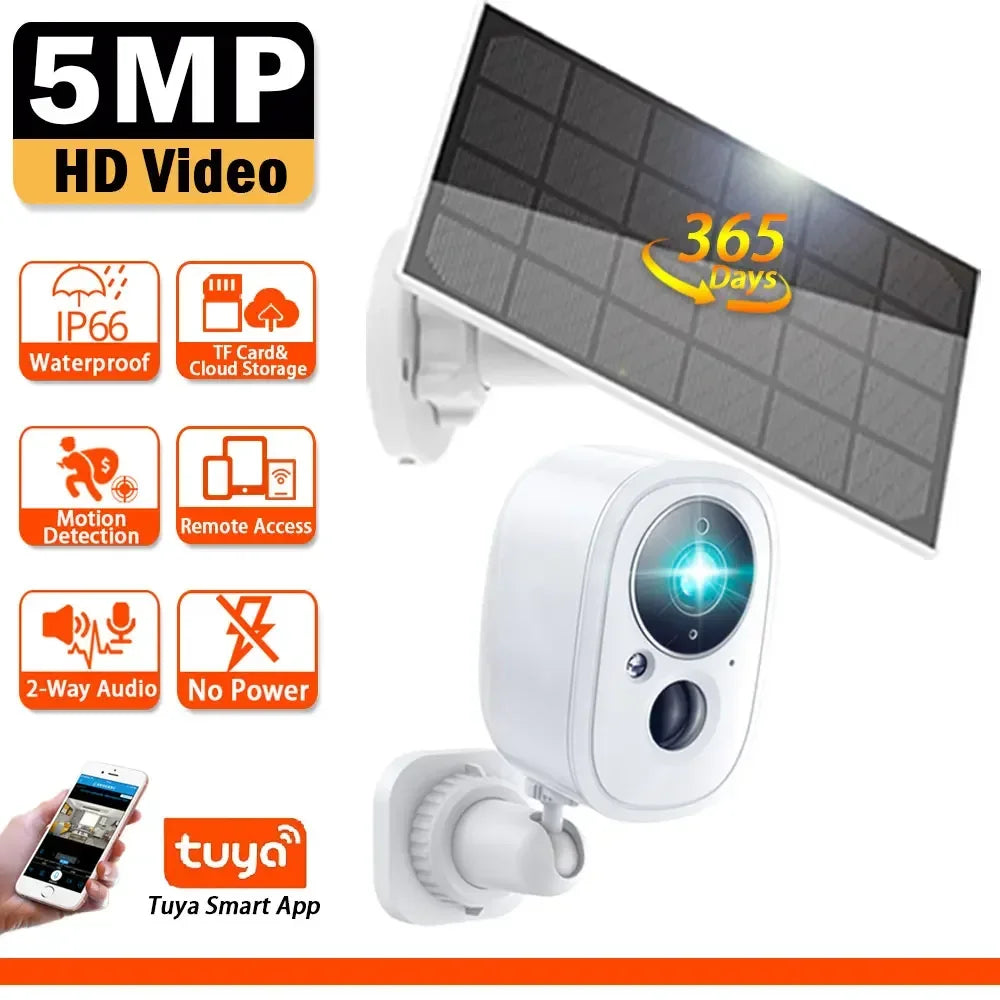 Tuya Smart Low Power Battery Camera Outdoor Waterproof WIFI 5MP HD PIR Motion Detect Wireless Security CCTV Camera Cloud Storage