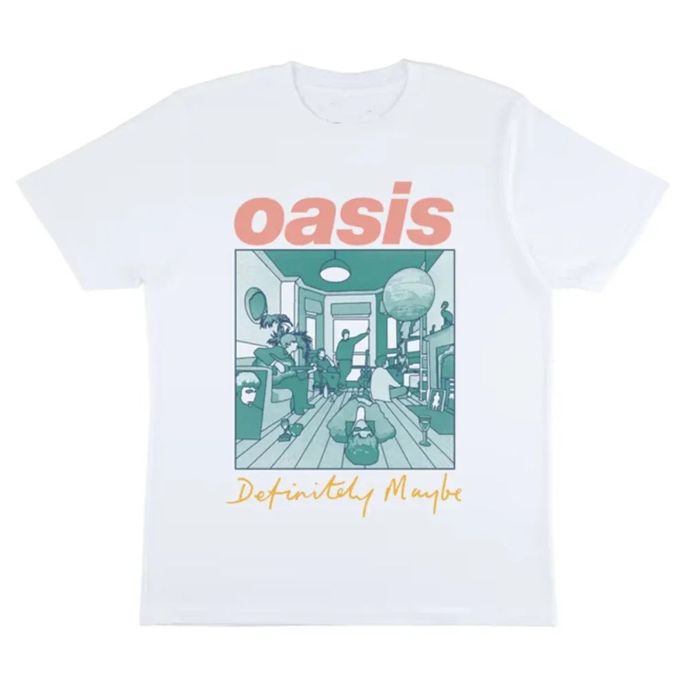 2025 Oasis Summer Fans Men'S and Women'S Short Sleeve T-Shirts Breathable Simple Street Wear with Printed T-Shirts Summerclassic