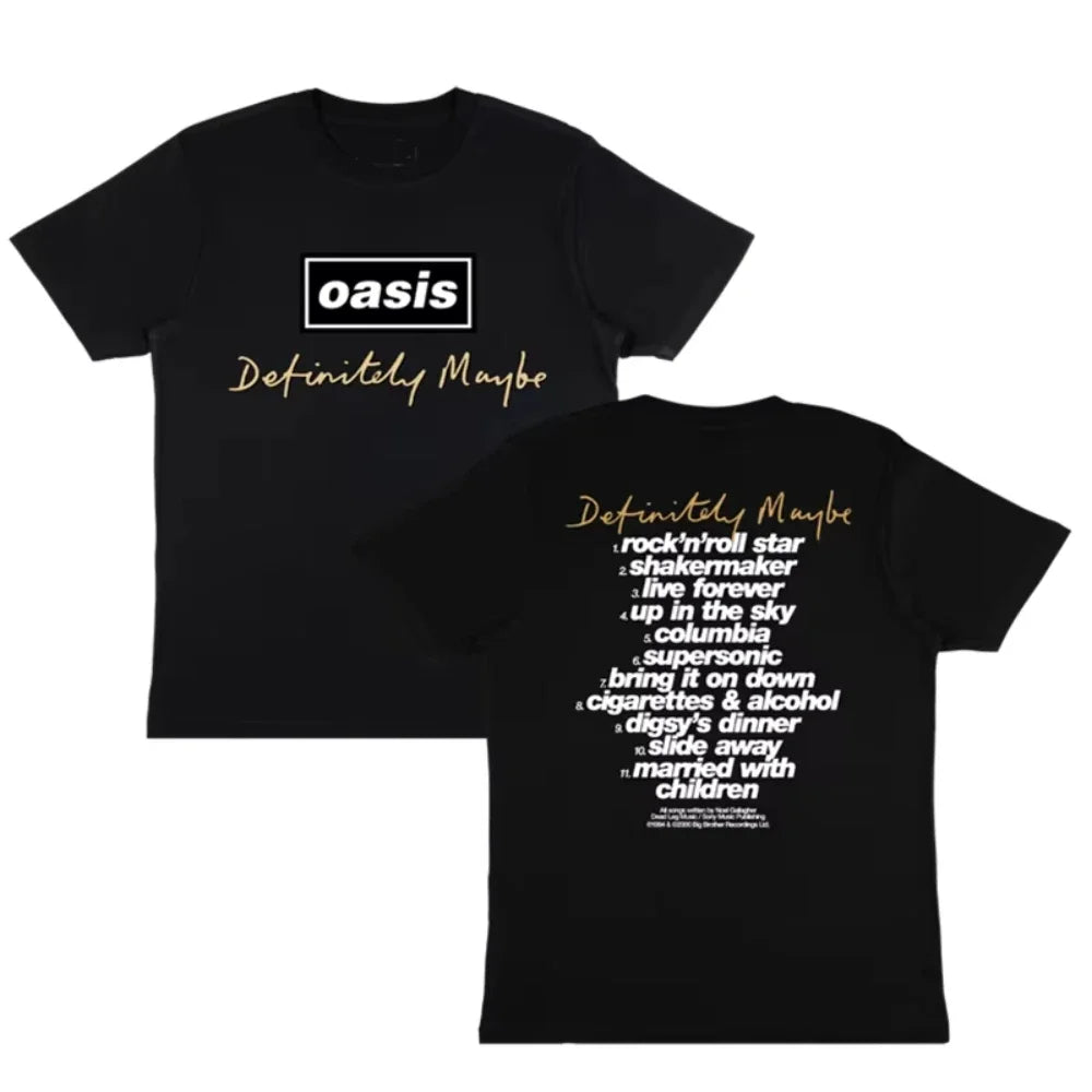2025 Oasis Summer Fans Men'S and Women'S Short Sleeve T-Shirts Breathable Simple Street Wear with Printed T-Shirts Summerclassic