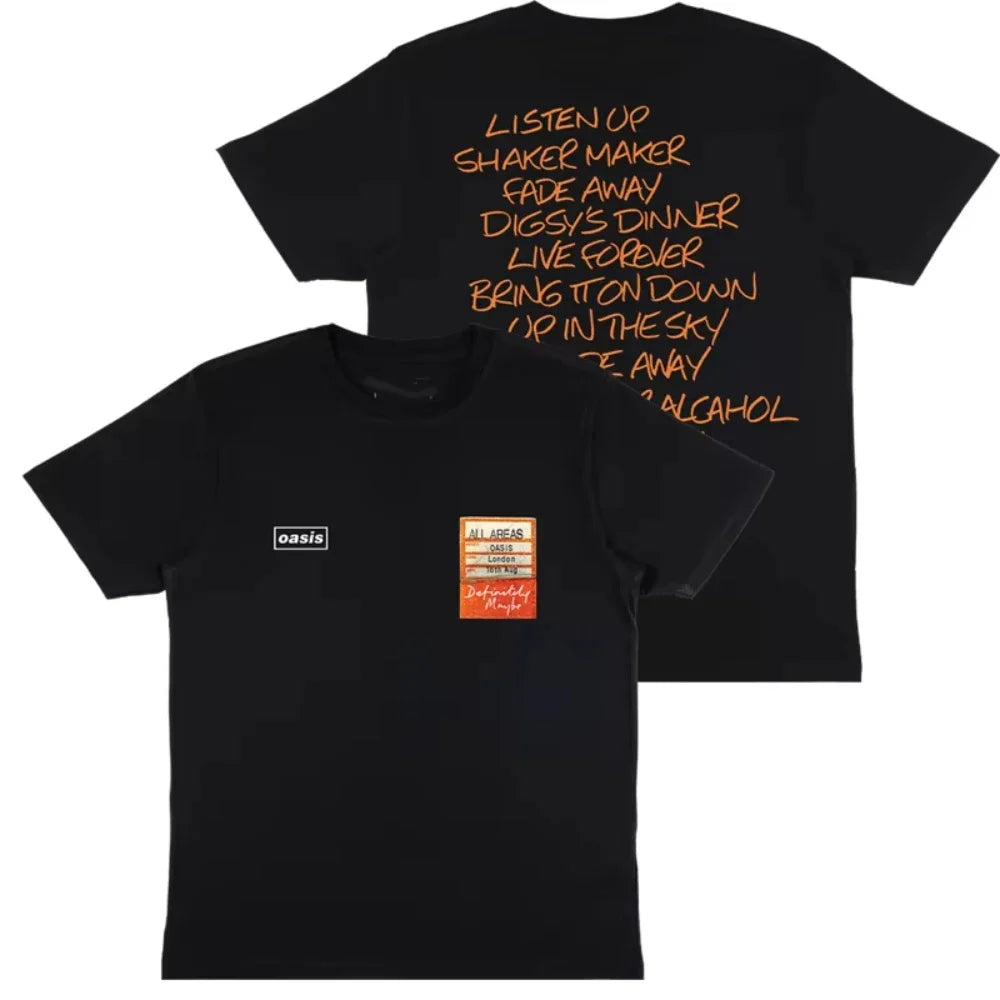 2025 Oasis Summer Fans Men'S and Women'S Short Sleeve T-Shirts Breathable Simple Street Wear with Printed T-Shirts Summerclassic