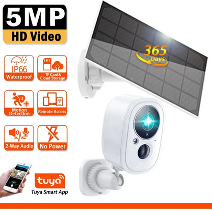 Tuya Smart Low Power Battery Camera Outdoor Waterproof WIFI 5MP HD PIR Motion Detect Wireless Security CCTV Camera Cloud Storage